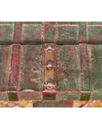 Rustic Coffee Table with Red and Green Lacquer, Turned Baluster Legs and Iron-9. Asian & Chinese Furniture, Art, Antiques, Vintage Home Décor for sale at FEA Home