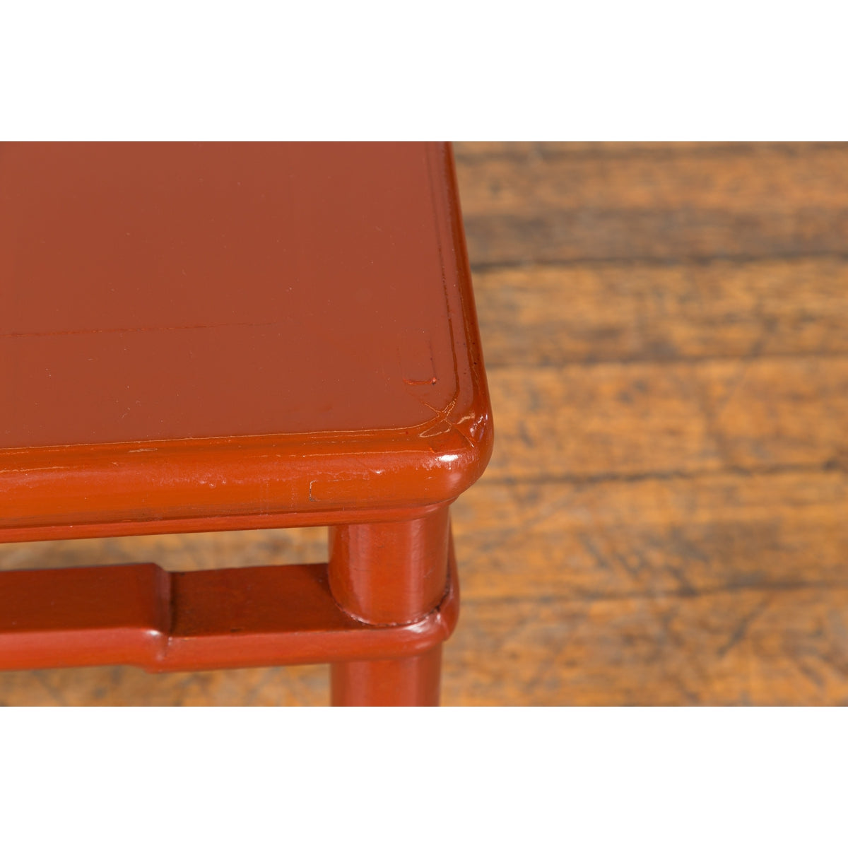 Chinese 1900s Qing Dynasty Red Lacquer Stool or Table with Humpback Stretchers-11. Asian & Chinese Furniture, Art, Antiques, Vintage Home Décor for sale at FEA Home