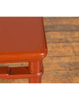 Chinese 1900s Qing Dynasty Red Lacquer Stool or Table with Humpback Stretchers-11. Asian & Chinese Furniture, Art, Antiques, Vintage Home Décor for sale at FEA Home