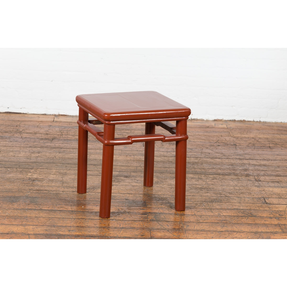 Chinese 1900s Qing Dynasty Red Lacquer Stool or Table with Humpback Stretchers-12. Asian & Chinese Furniture, Art, Antiques, Vintage Home Décor for sale at FEA Home