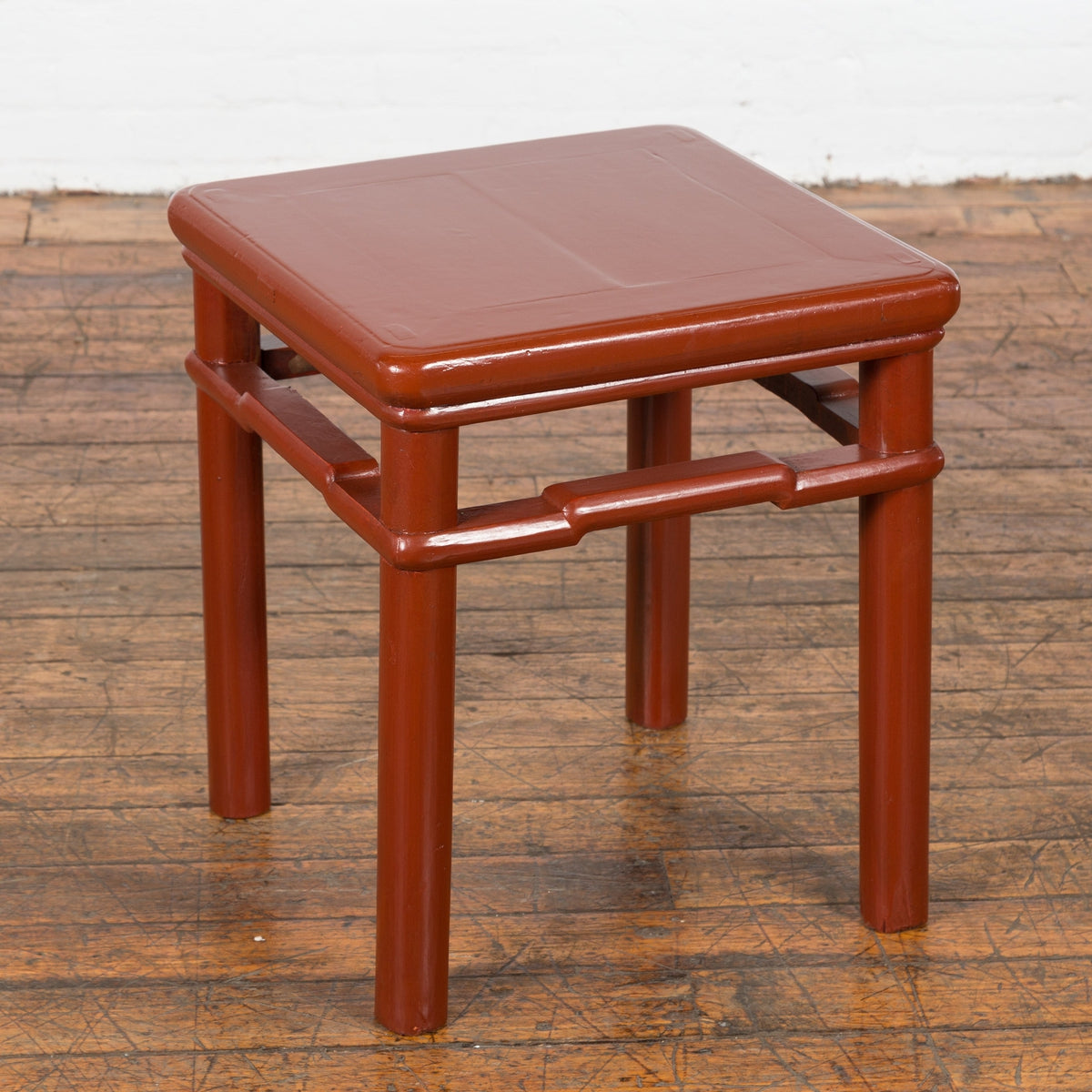 Chinese 1900s Qing Dynasty Red Lacquer Stool or Table with Humpback Stretchers-13. Asian & Chinese Furniture, Art, Antiques, Vintage Home Décor for sale at FEA Home