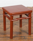 Chinese 1900s Qing Dynasty Red Lacquer Stool or Table with Humpback Stretchers-13. Asian & Chinese Furniture, Art, Antiques, Vintage Home Décor for sale at FEA Home