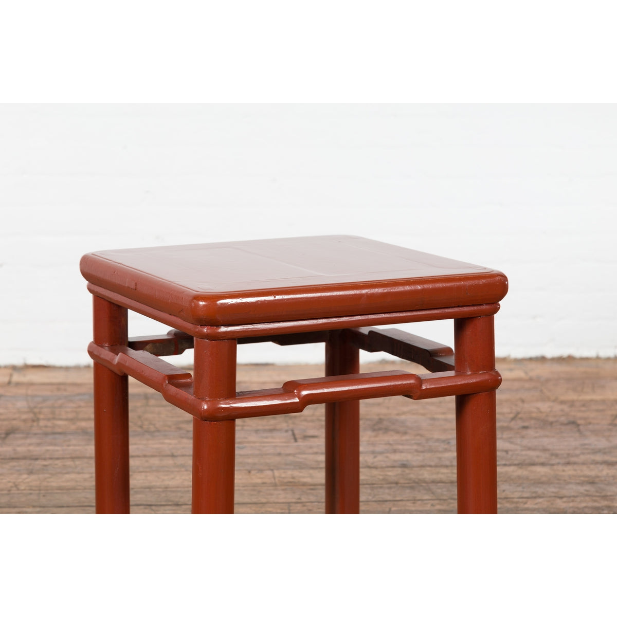 Chinese 1900s Qing Dynasty Red Lacquer Stool or Table with Humpback Stretchers-14. Asian & Chinese Furniture, Art, Antiques, Vintage Home Décor for sale at FEA Home