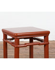 Chinese 1900s Qing Dynasty Red Lacquer Stool or Table with Humpback Stretchers-14. Asian & Chinese Furniture, Art, Antiques, Vintage Home Décor for sale at FEA Home