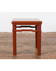 Chinese 1900s Qing Dynasty Red Lacquer Stool or Table with Humpback Stretchers-15. Asian & Chinese Furniture, Art, Antiques, Vintage Home Décor for sale at FEA Home