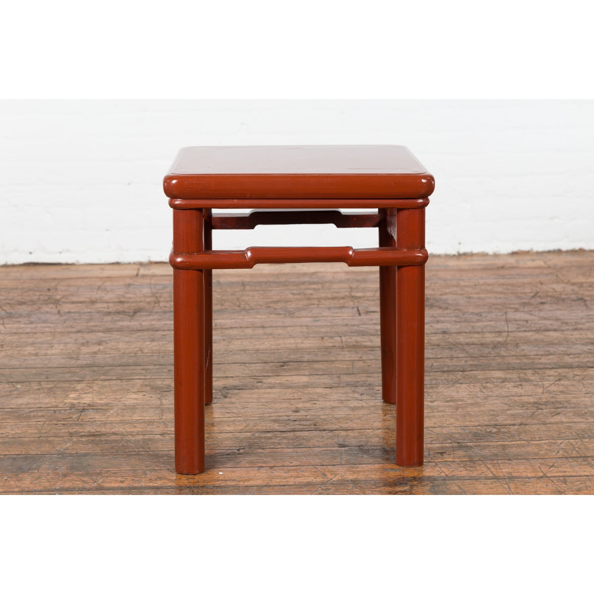 Chinese 1900s Qing Dynasty Red Lacquer Stool or Table with Humpback Stretchers-16. Asian & Chinese Furniture, Art, Antiques, Vintage Home Décor for sale at FEA Home