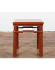 Chinese 1900s Qing Dynasty Red Lacquer Stool or Table with Humpback Stretchers-17. Asian & Chinese Furniture, Art, Antiques, Vintage Home Décor for sale at FEA Home