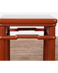 Chinese 1900s Qing Dynasty Red Lacquer Stool or Table with Humpback Stretchers-18. Asian & Chinese Furniture, Art, Antiques, Vintage Home Décor for sale at FEA Home