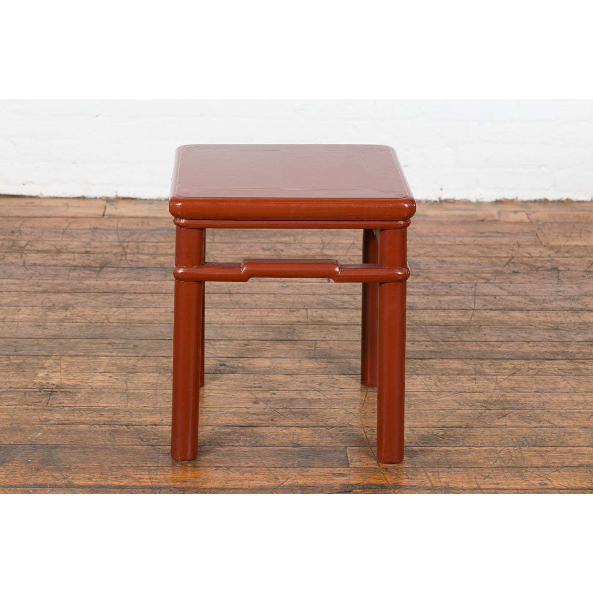 Chinese 1900s Qing Dynasty Red Lacquer Stool or Table with Humpback Stretchers-3. Asian & Chinese Furniture, Art, Antiques, Vintage Home Décor for sale at FEA Home