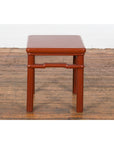 Chinese 1900s Qing Dynasty Red Lacquer Stool or Table with Humpback Stretchers-3. Asian & Chinese Furniture, Art, Antiques, Vintage Home Décor for sale at FEA Home