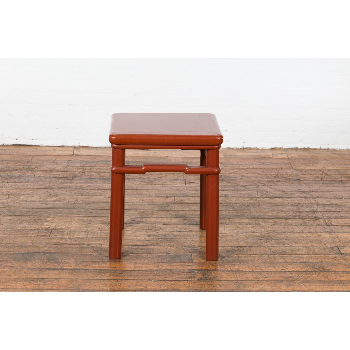 Chinese 1900s Qing Dynasty Red Lacquer Stool or Table with Humpback Stretchers-4. Asian & Chinese Furniture, Art, Antiques, Vintage Home Décor for sale at FEA Home