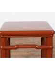 Chinese 1900s Qing Dynasty Red Lacquer Stool or Table with Humpback Stretchers-5. Asian & Chinese Furniture, Art, Antiques, Vintage Home Décor for sale at FEA Home
