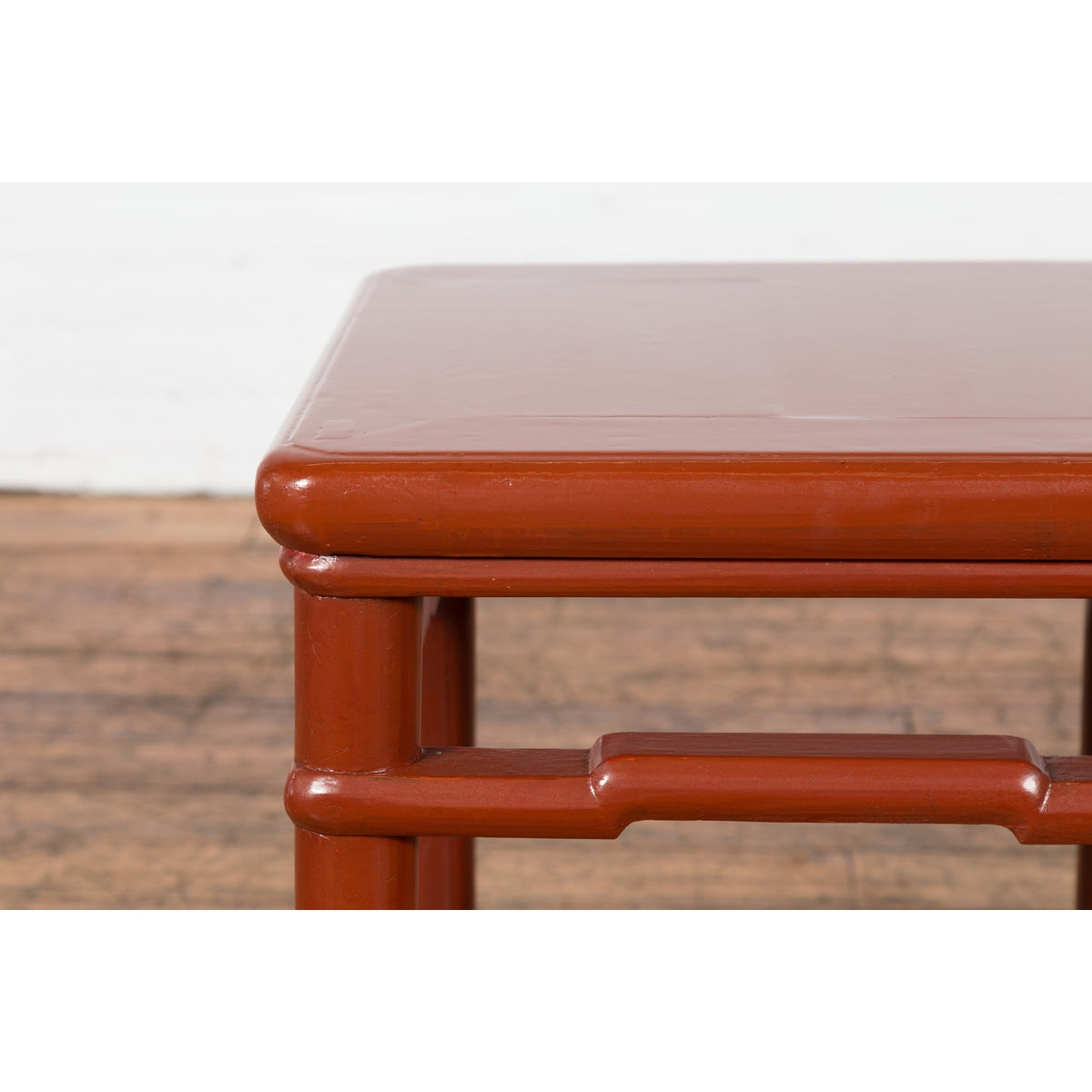 Chinese 1900s Qing Dynasty Red Lacquer Stool or Table with Humpback Stretchers-6. Asian & Chinese Furniture, Art, Antiques, Vintage Home Décor for sale at FEA Home