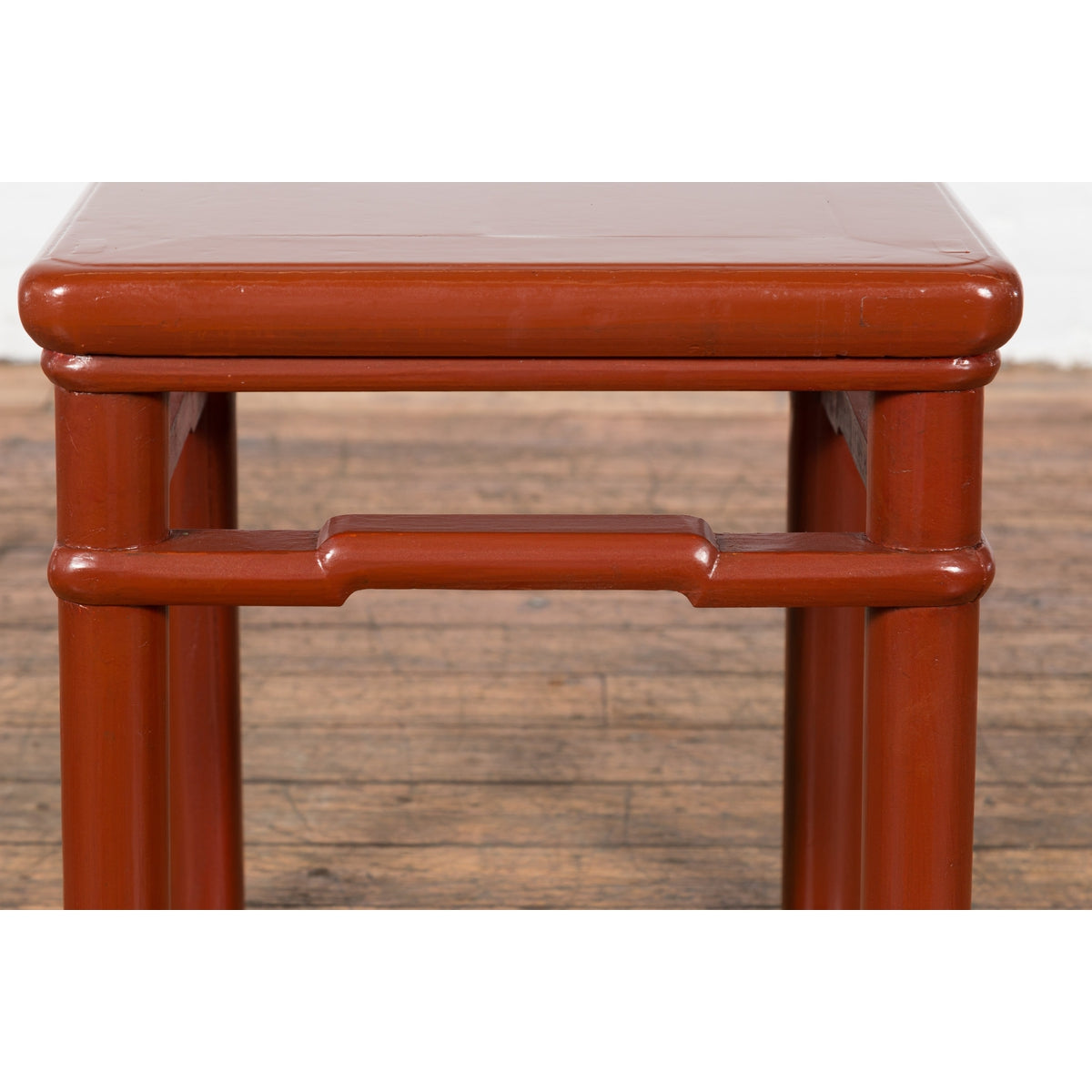 Chinese 1900s Qing Dynasty Red Lacquer Stool or Table with Humpback Stretchers-8. Asian & Chinese Furniture, Art, Antiques, Vintage Home Décor for sale at FEA Home