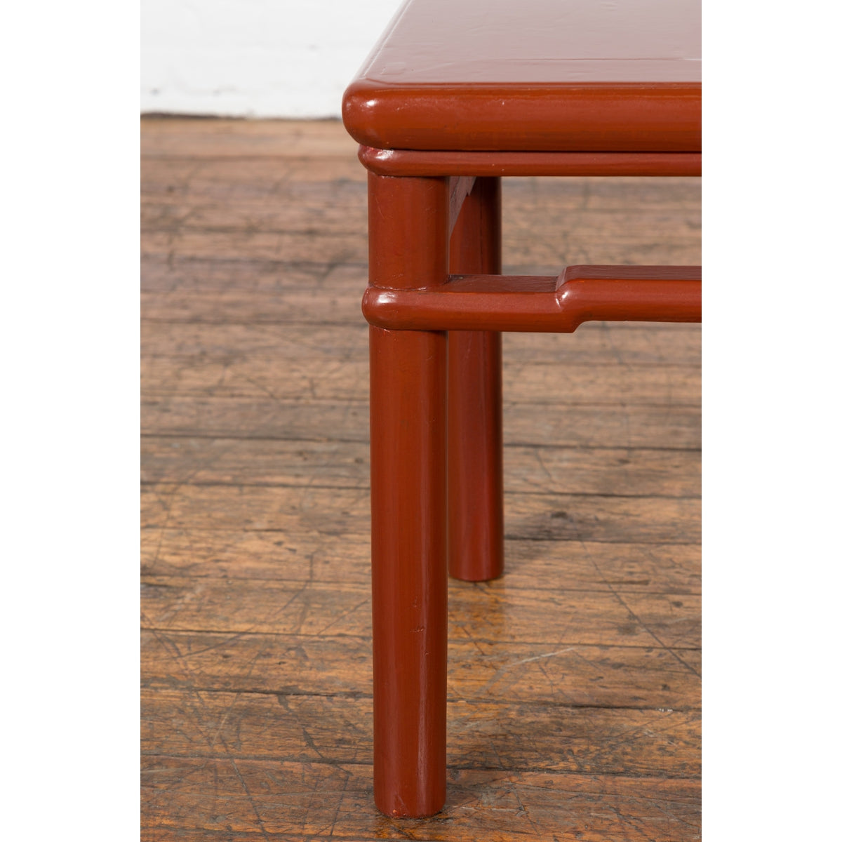 Chinese 1900s Qing Dynasty Red Lacquer Stool or Table with Humpback Stretchers-9. Asian & Chinese Furniture, Art, Antiques, Vintage Home Décor for sale at FEA Home