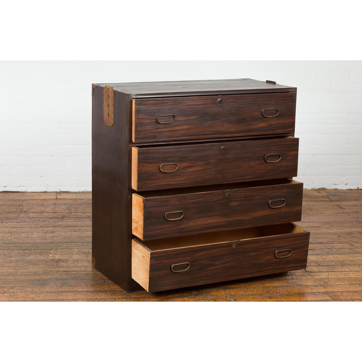 Dark Brown Antique Wooden Tansu Dresser Chest-15. Asian & Chinese Furniture, Art, Antiques, Vintage Home Décor for sale at FEA Home
