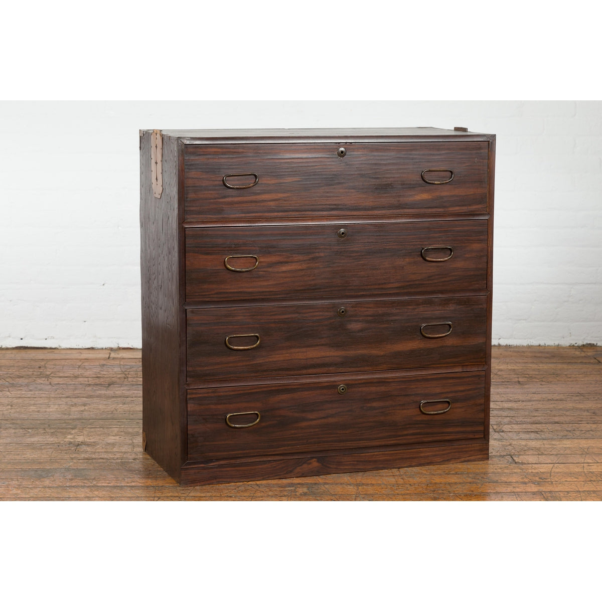 Dark Brown Antique Wooden Tansu Dresser Chest-4. Asian & Chinese Furniture, Art, Antiques, Vintage Home Décor for sale at FEA Home