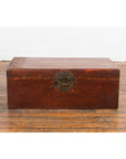 Chinese 19th Century Qing Dynasty Red Painted Paper Bound Trunk with Brass Lock-11. Asian & Chinese Furniture, Art, Antiques, Vintage Home Décor for sale at FEA Home