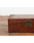 Chinese 19th Century Qing Dynasty Red Painted Paper Bound Trunk with Brass Lock-12. Asian & Chinese Furniture, Art, Antiques, Vintage Home Décor for sale at FEA Home