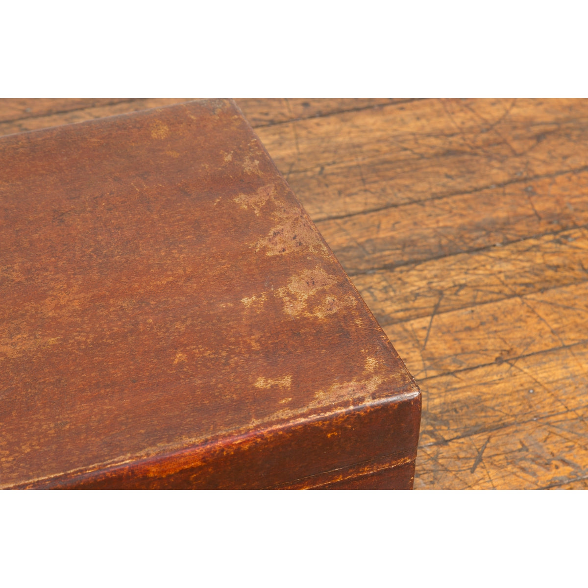 Chinese 19th Century Qing Dynasty Red Painted Paper Bound Trunk with Brass Lock-15. Asian & Chinese Furniture, Art, Antiques, Vintage Home Décor for sale at FEA Home