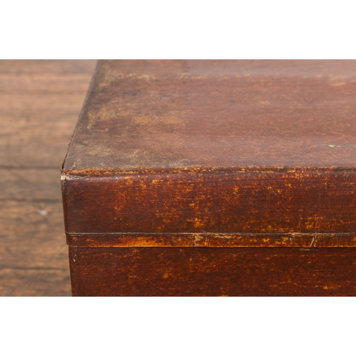 Chinese 19th Century Qing Dynasty Red Painted Paper Bound Trunk with Brass Lock-17. Asian & Chinese Furniture, Art, Antiques, Vintage Home Décor for sale at FEA Home