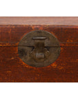 Chinese 19th Century Qing Dynasty Red Painted Paper Bound Trunk with Brass Lock-19. Asian & Chinese Furniture, Art, Antiques, Vintage Home Décor for sale at FEA Home