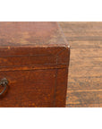 Chinese 19th Century Qing Dynasty Red Painted Paper Bound Trunk with Brass Lock-5. Asian & Chinese Furniture, Art, Antiques, Vintage Home Décor for sale at FEA Home