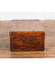 Chinese 19th Century Qing Dynasty Red Painted Paper Bound Trunk with Brass Lock-9. Asian & Chinese Furniture, Art, Antiques, Vintage Home Décor for sale at FEA Home