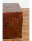 Antique Chinese Leather Trunk with Brass Hardware-10. Asian & Chinese Furniture, Art, Antiques, Vintage Home Décor for sale at FEA Home
