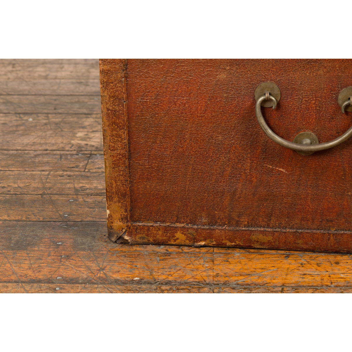Antique Chinese Leather Trunk with Brass Hardware-18. Asian & Chinese Furniture, Art, Antiques, Vintage Home Décor for sale at FEA Home