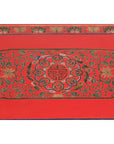 Red Vintage Trunk with Yellow Inside Lining & Blue Leaves on Back-4. Asian & Chinese Furniture, Art, Antiques, Vintage Home Décor for sale at FEA Home