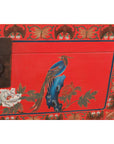 Vintage Red Lacquer Blanket Chest with Egrets, Bats and Floral Motifs-10. Asian & Chinese Furniture, Art, Antiques, Vintage Home Décor for sale at FEA Home