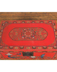 Vintage Red Lacquer Blanket Chest with Egrets, Bats and Floral Motifs-12. Asian & Chinese Furniture, Art, Antiques, Vintage Home Décor for sale at FEA Home
