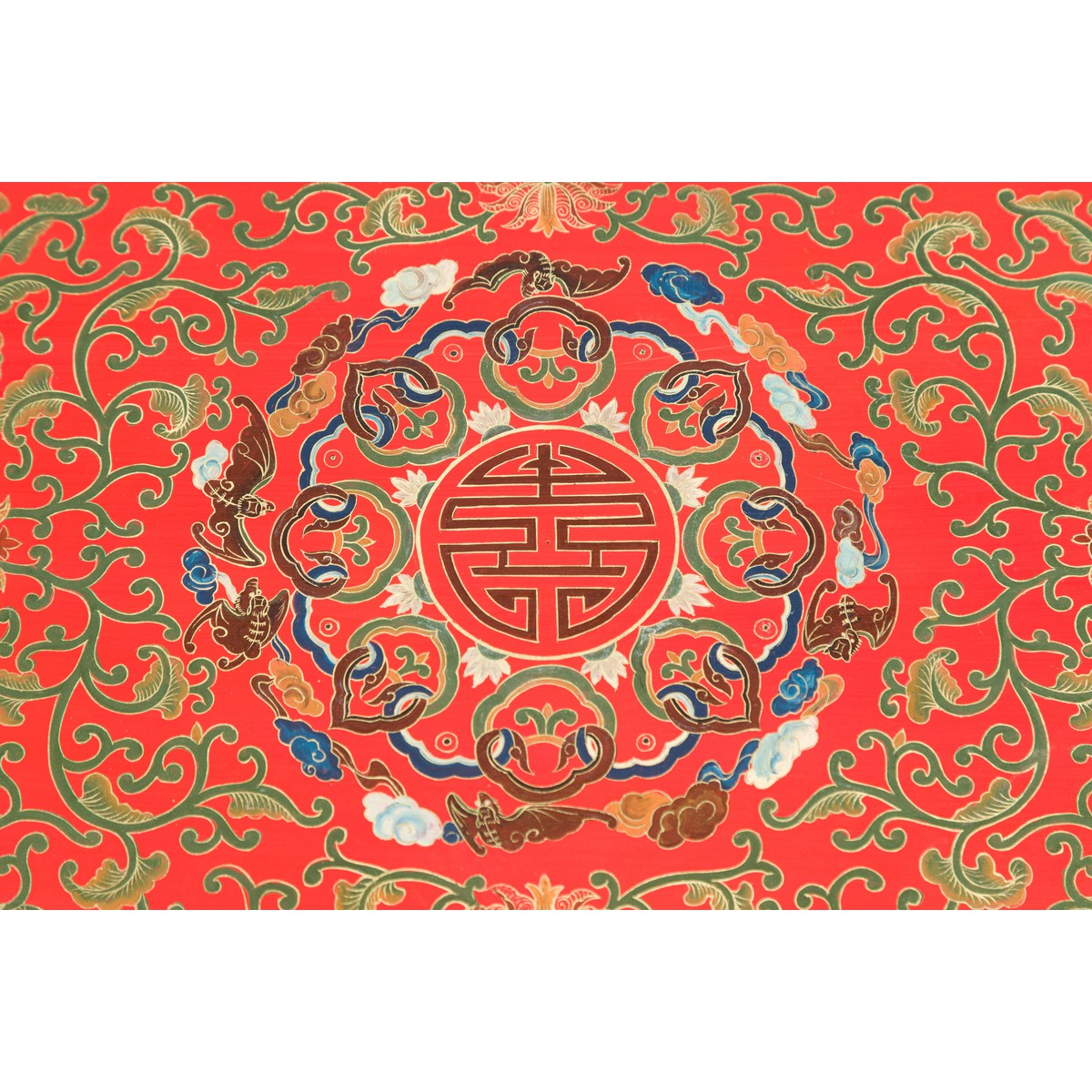 Red Lacquer Trunk with Flowers, Birds and Calligraphy Motifs-14. Asian & Chinese Furniture, Art, Antiques, Vintage Home Décor for sale at FEA Home