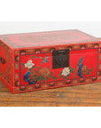 Red Lacquer Trunk with Flowers, Birds and Calligraphy Motifs-17. Asian & Chinese Furniture, Art, Antiques, Vintage Home Décor for sale at FEA Home