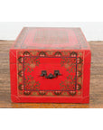 Red Lacquer Trunk with Flowers, Birds and Calligraphy Motifs-18. Asian & Chinese Furniture, Art, Antiques, Vintage Home Décor for sale at FEA Home