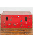 Red Lacquer Trunk with Flowers, Birds and Calligraphy Motifs-19. Asian & Chinese Furniture, Art, Antiques, Vintage Home Décor for sale at FEA Home