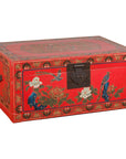 Red Lacquer Trunk with Flowers, Birds and Calligraphy Motifs-1. Asian & Chinese Furniture, Art, Antiques, Vintage Home Décor for sale at FEA Home