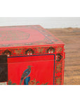 Red Lacquer Trunk with Flowers, Birds and Calligraphy Motifs-5. Asian & Chinese Furniture, Art, Antiques, Vintage Home Décor for sale at FEA Home