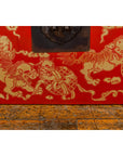 Vintage Chinese Red Lacquer Blanket Chest with Bat, Guardian Lion, Cloud Motifs-10. Asian & Chinese Furniture, Art, Antiques, Vintage Home Décor for sale at FEA Home