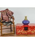 Vintage Chinese Red Lacquer Blanket Chest with Bat, Guardian Lion, Cloud Motifs-3. Asian & Chinese Furniture, Art, Antiques, Vintage Home Décor for sale at FEA Home