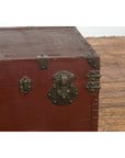 Qing Dynasty Period 19th Century Brown Leather Trunk with Brass Hardware-17. Asian & Chinese Furniture, Art, Antiques, Vintage Home Décor for sale at FEA Home