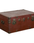 Qing Dynasty Period 19th Century Brown Leather Trunk with Brass Hardware-1. Asian & Chinese Furniture, Art, Antiques, Vintage Home Décor for sale at FEA Home