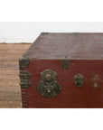 Qing Dynasty Period 19th Century Brown Leather Trunk with Brass Hardware-20. Asian & Chinese Furniture, Art, Antiques, Vintage Home Décor for sale at FEA Home