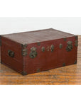 Qing Dynasty Period 19th Century Brown Leather Trunk with Brass Hardware-3. Asian & Chinese Furniture, Art, Antiques, Vintage Home Décor for sale at FEA Home