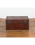 Qing Dynasty Period 19th Century Brown Leather Trunk with Brass Hardware-4. Asian & Chinese Furniture, Art, Antiques, Vintage Home Décor for sale at FEA Home