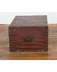Qing Dynasty Period 19th Century Brown Leather Trunk with Brass Hardware-6. Asian & Chinese Furniture, Art, Antiques, Vintage Home Décor for sale at FEA Home