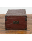 Qing Dynasty Period 19th Century Brown Leather Trunk with Brass Hardware-8. Asian & Chinese Furniture, Art, Antiques, Vintage Home Décor for sale at FEA Home