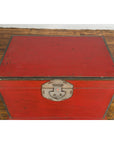 Chinese Qing Dynasty Period 19th Century Red Lacquer Trunk with Metal Edging-11. Asian & Chinese Furniture, Art, Antiques, Vintage Home Décor for sale at FEA Home
