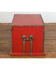 Chinese Qing Dynasty Period 19th Century Red Lacquer Trunk with Metal Edging-15. Asian & Chinese Furniture, Art, Antiques, Vintage Home Décor for sale at FEA Home